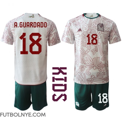 Camiseta México Andres Guardado #18 Visitante Equipación para niños Mundial 2022 manga corta (+ pantalones cortos)